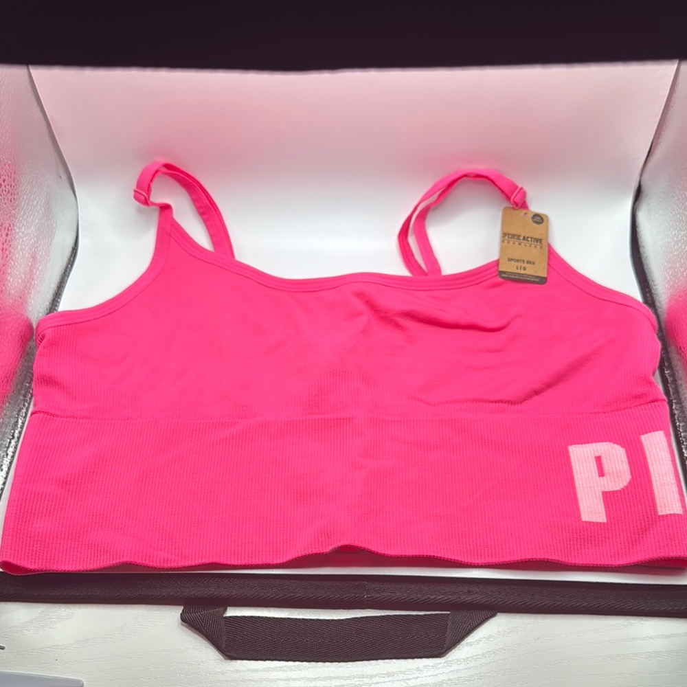 Pink Active, Pink on Pink, Activewear seamless Sports Bra, Large, NWT